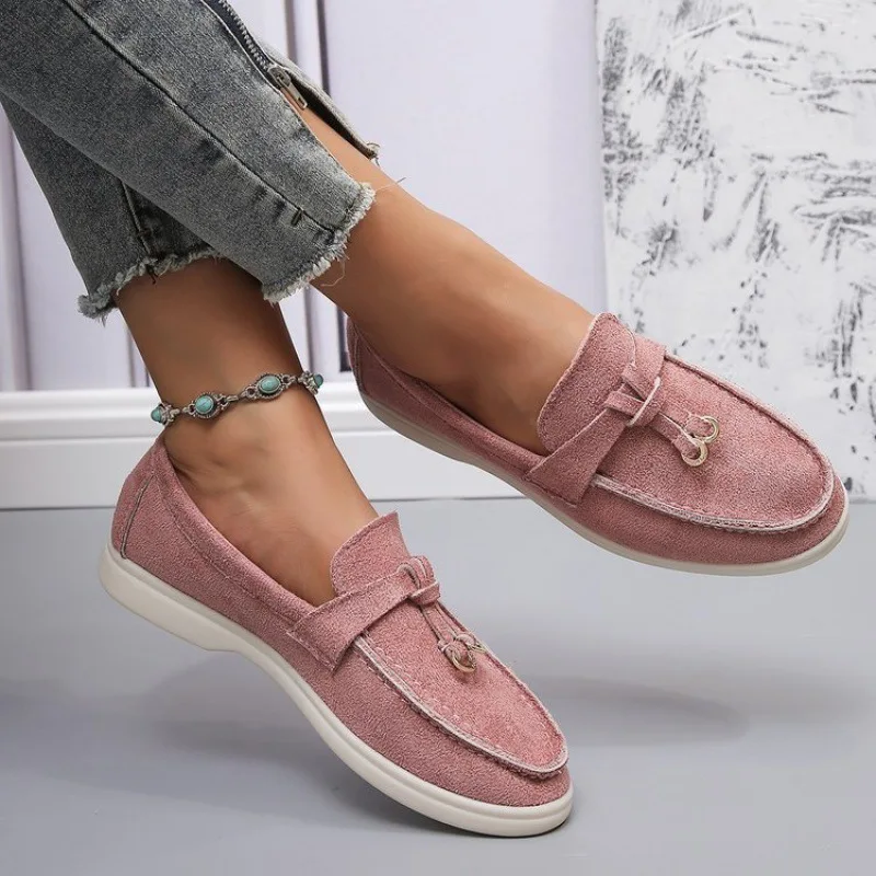 One-pedal Loafer Single Shoes 2025 European /American Foreign Trade Large Size 43 Small Fragrant Wind Foot Rubber Women's Shoes