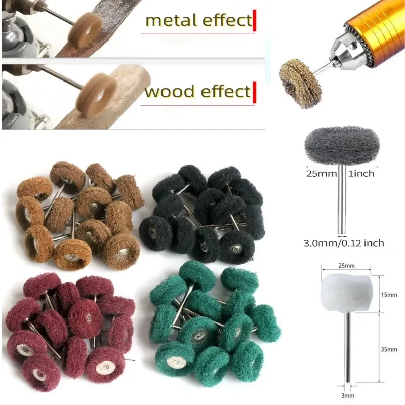 10/50/100pcs Mini Drill Abrasive Brush Nylon Buffing Polishing Wheel Sanding Head 2.35/3mm Shank Buffs Rotating Tool Accessories
