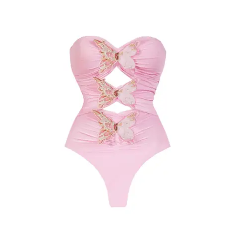 2 पीस गुलाबी तितली स्विमसूट लंबी स्कर्ट महिलाओं सेक्सी बिकनी खोखले स्विमवियर पुश अप बिकिनी महिला कट आउट स्नान सूट बीचवियर 10 best sales गुलाबी स्विमसूट महिलाओं - №3