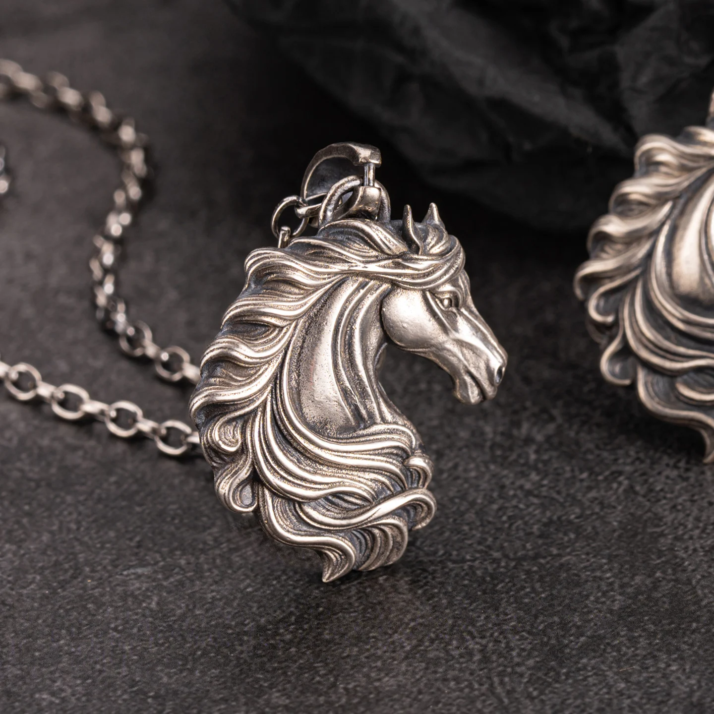 

Bronze Horse 925 Sterling Silver Zodiac Necklace for Men Silver Pendant Chinese Lucky Jewelry