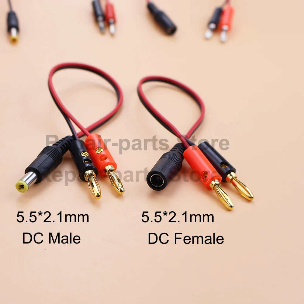 DC-Stecker auf Bananenstecker-Kabel 4mm Stromtestkabel DC5.5-2.1 Laternenstecker DC-Stecker DC-Buchse 27CM – Detail 3