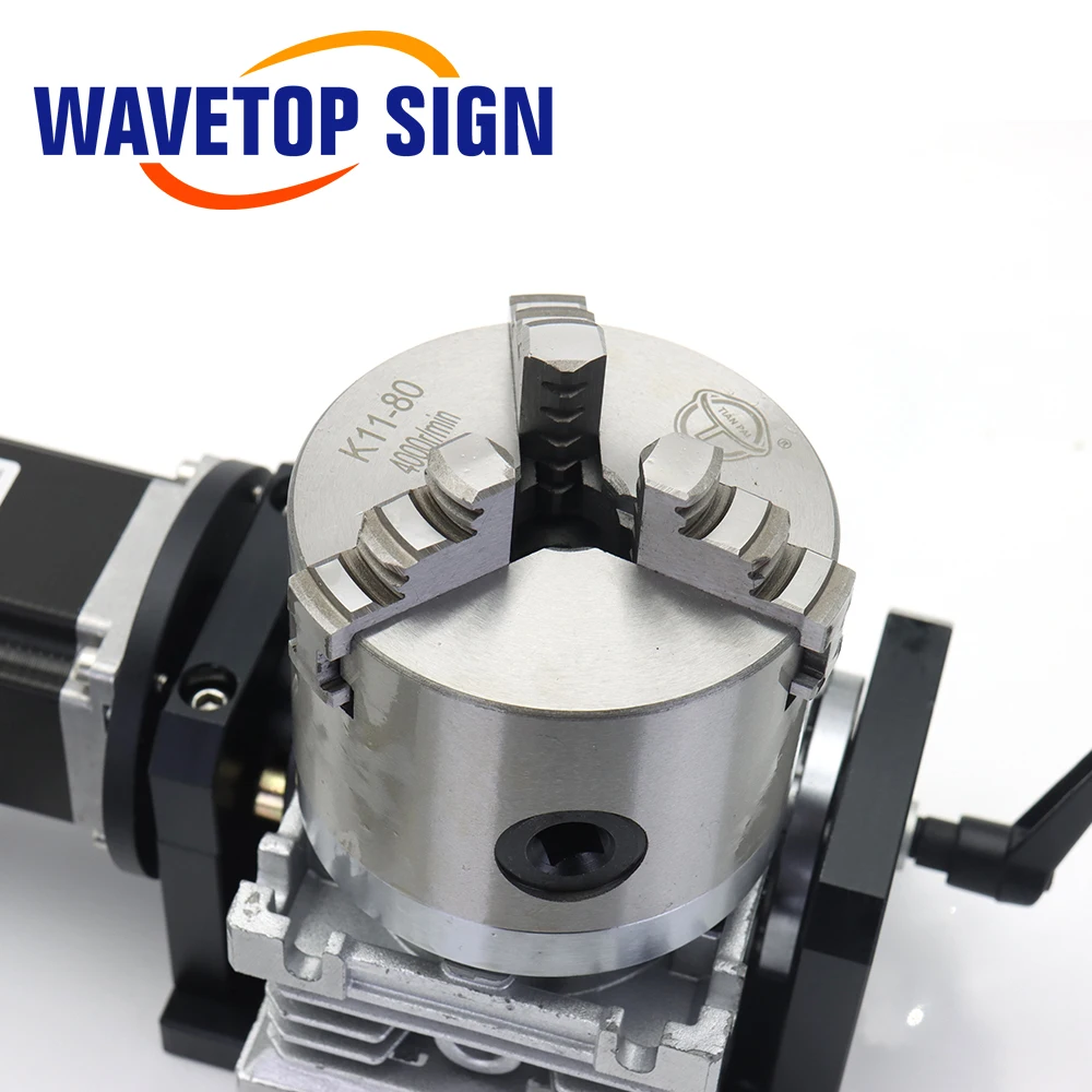 WaveTopSign Gearbox Rotary Worktable Chuck 80mm for Laser Marking Welding Cutting Machine