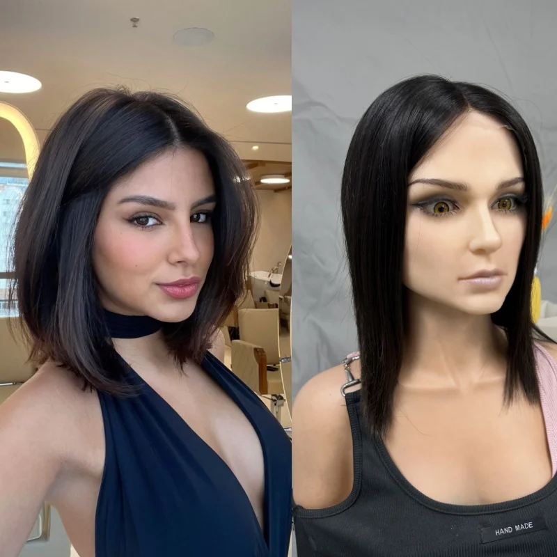 Anti-slip Soft Silicone Lace Top Wig Skin Friendly Silky lining Medical Wig Replacement European Human Hair For Alopecia