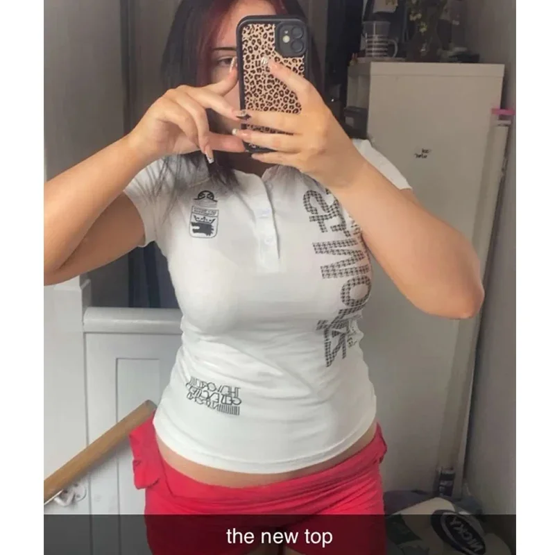 Y2k haut court Punk graphique T-shirts rue fille chaude années 2000 vêtements doux mince T-Shirts Harajuku été femmes haut gothique chemise emo