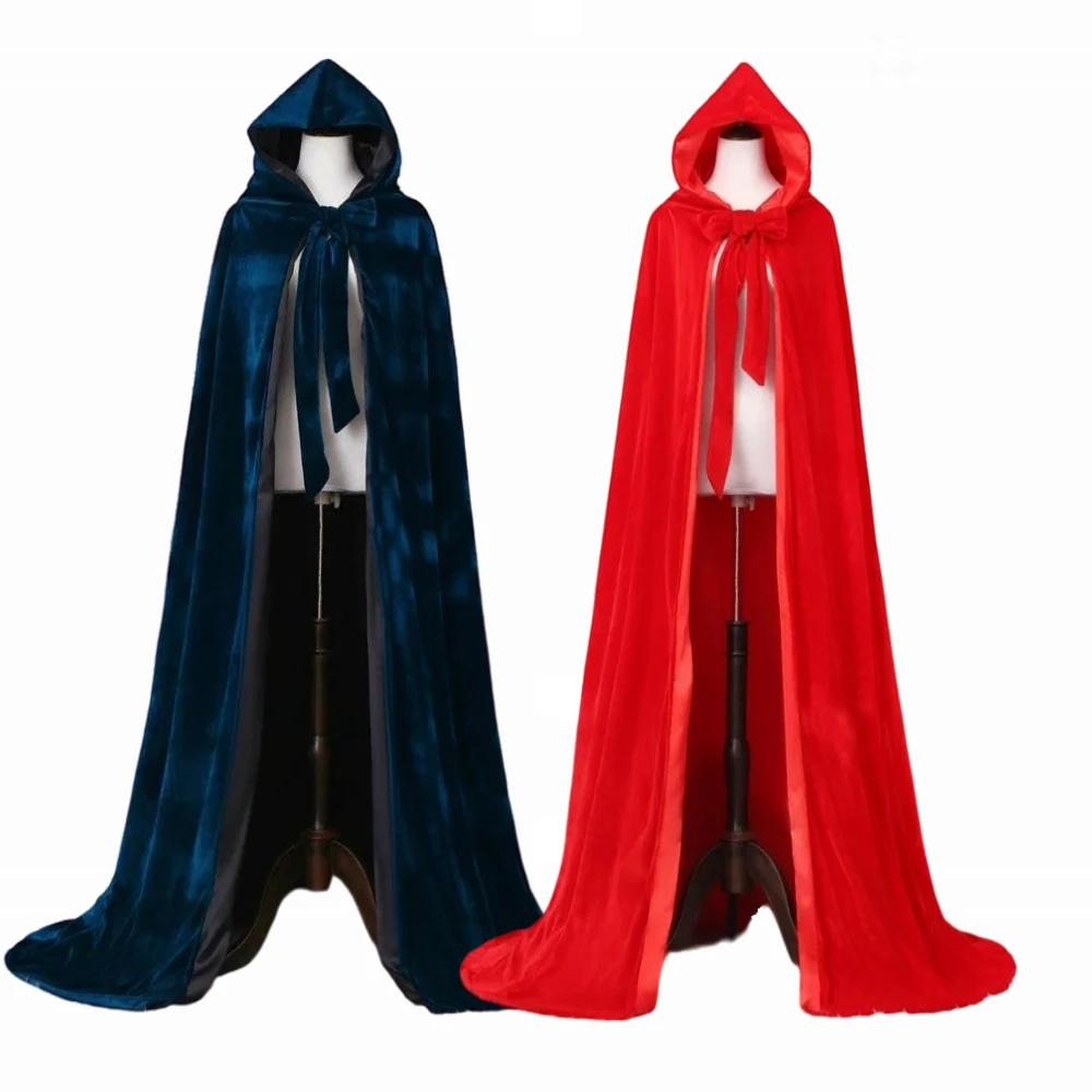 

A Variety of Colors Available Cape Hooded Adult Halloween Velvet Cloak Medieval Costume Witch Wicca Vampire Halloween Dress