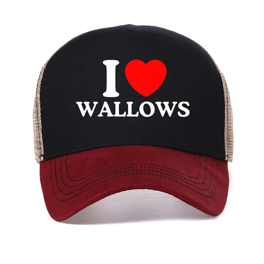 

I Love Wallows Graphic Print baseball cap Unisex outdoor casual adjustable mesh trucker hat fashion Breathable mesh Snapback hat