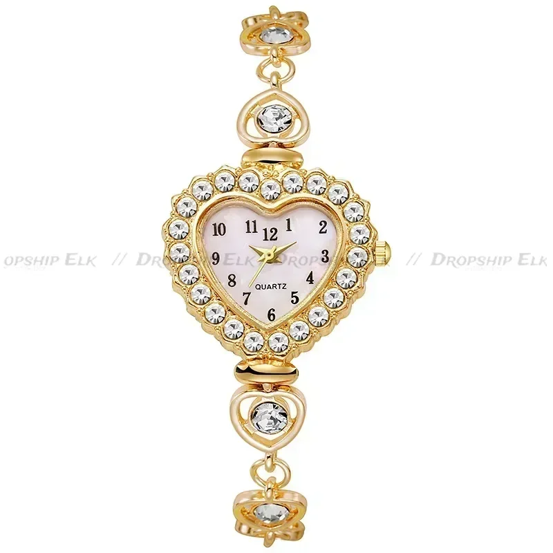 Новые женские часы со стальным ремнем в форме сердца с бриллиантами, модные универсальные часы-браслет высокой красоты, повседневные часы