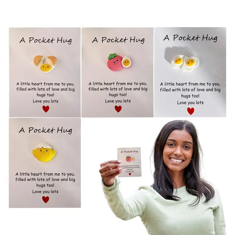 Pocket Hug Cards Bulk 4X Funny Pocket Charm Of Encouragement Resin Egg Phone Case Decorations Kit Love You Greeting Card For Mom