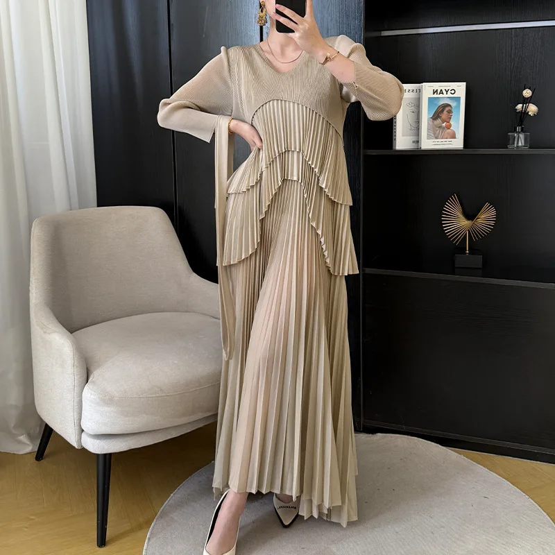 Directly From The Manufacturer Pleated Women's Dress 2025 Summer Miyake Pleated Handmade Pleated Elegant Casual Loose Dresses