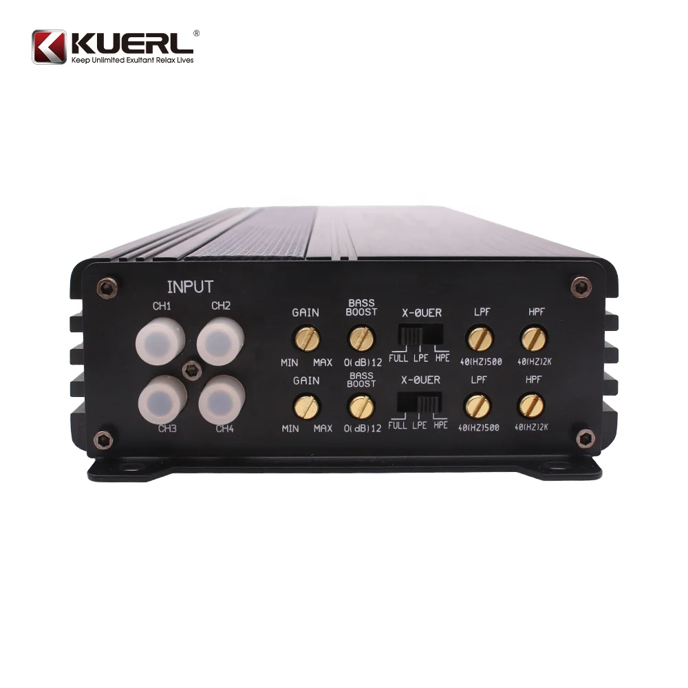 Kuerl professional wholesale 100W*4 high power 12V audio amplifier system class AB 4 channel car power amplifier