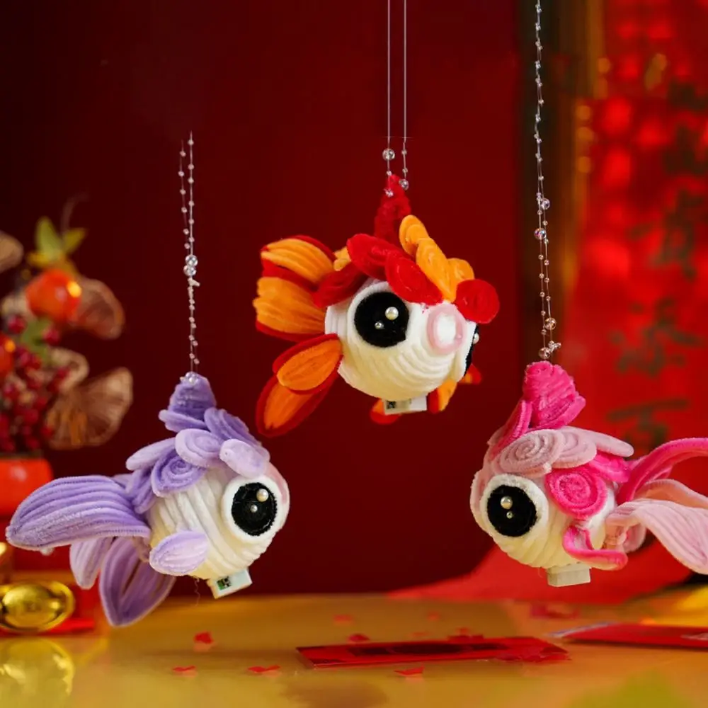 Linterna portátil de pez dorado de dibujos animados estilo chino bendición torsión linterna de pez dorado linterna de mano tradicional para niños