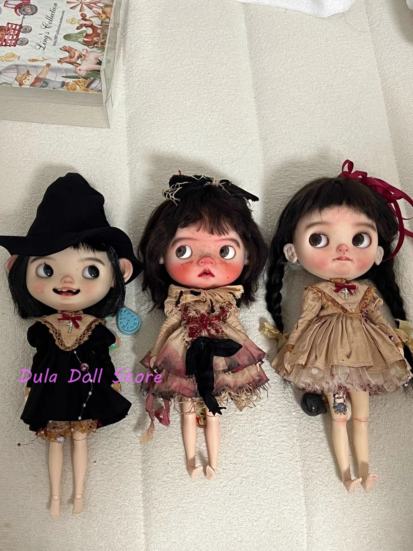 Vestiti per bambole Dula Abito Halloween Macchiato di sangue scuro Brucia Gonna con teschio Blythe Qbaby ob24 ob22 Bambola Bjd