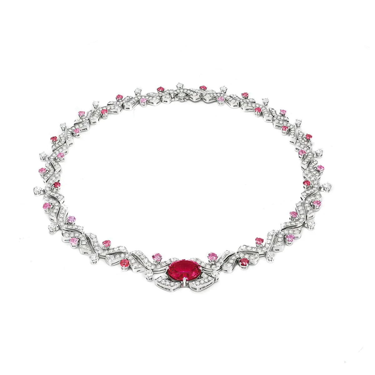 Luxury 925 Sterling Silver Statement Necklace Lab Grown Ruby Oval 10*12mm Gemstone Elegant Fine Jewelry for Women's Wedding Gift