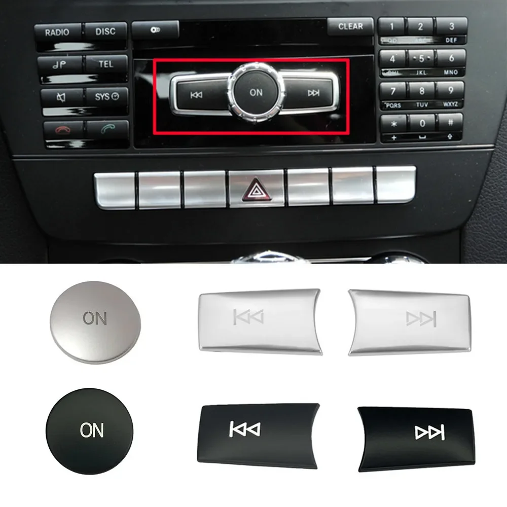 

ABS Car Console CD Panel Multimedia Switch Buttons Sequins Volume Button Cover For Mercedes Benz C E Class W204 W212 GLK X204