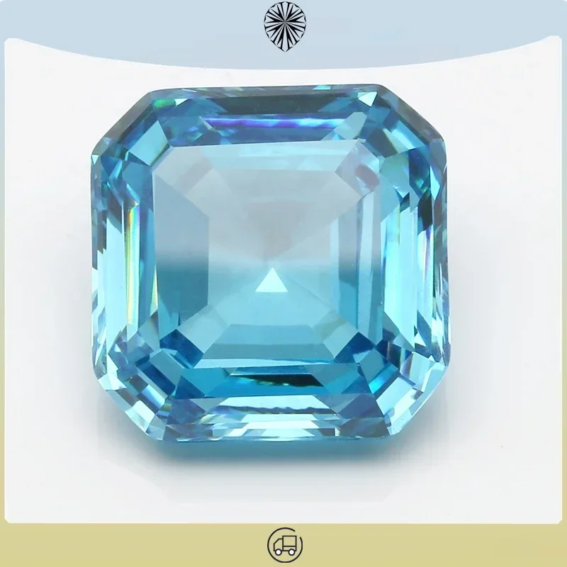 

Moissanite Stone Asscher Cut Aquamarine Color Advanced Jewelry Material Pass Diamond Tester for Jewel Making GRA Certificate