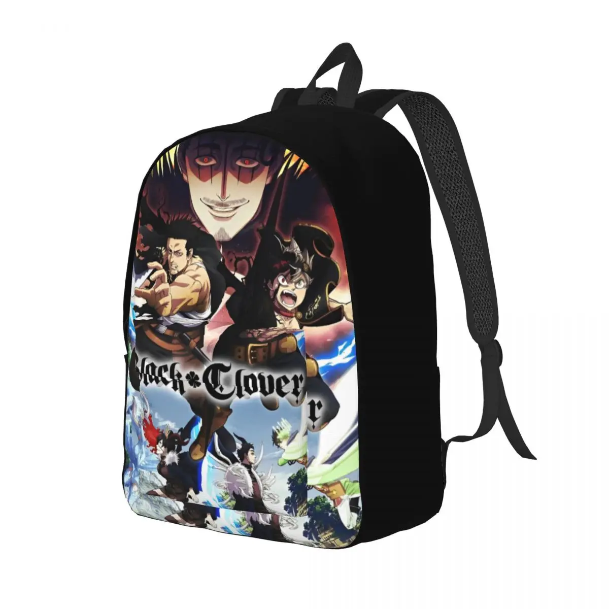 Mochila de Anime Black-Clovers para hombre y mujer, bolso de lona para el trabajo, estudiantes, aventura, fantasía, ordenador portátil, deportes