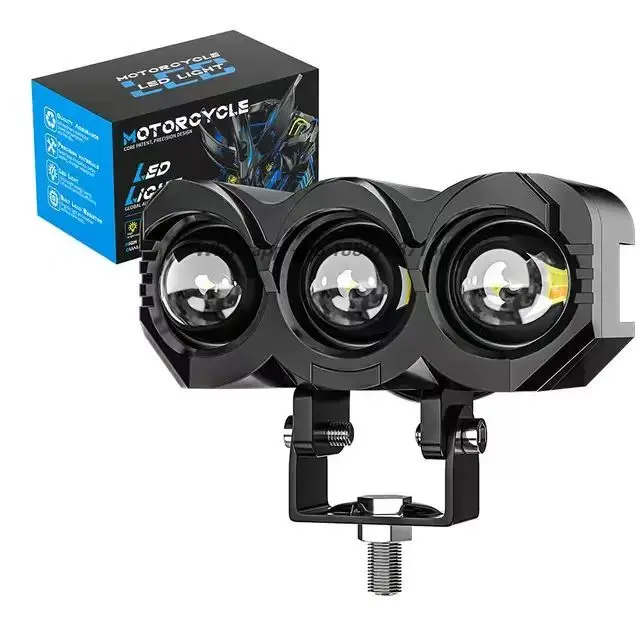 30W Led Headlight Three Lens High and Low Beam 9-80V LED Spot Motorcycle Led Driving Lights