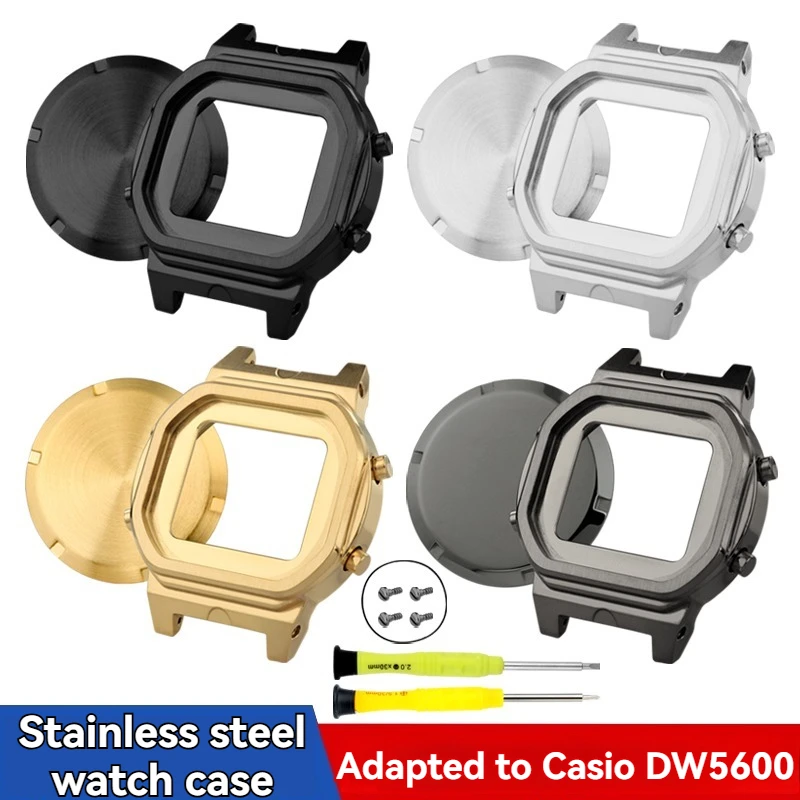 

For Casio G-Shock DW-5600 Mod Kit Full Metal Upgrade – Stainless Steel Inner Shell + Back Cover with Screws & Waterproof Ring