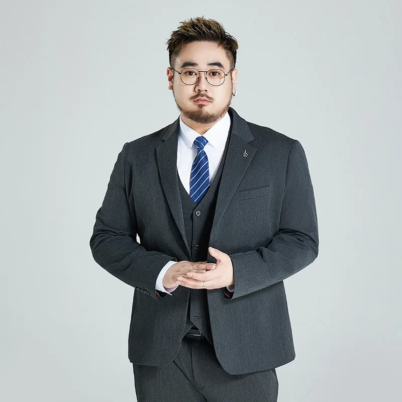 Shanxi Large-Sized Elasticated Suit for Wedding Best Man and Groom Formal Dress Anti-Wrinkle and Iron-Free Three-Piece Set view 2