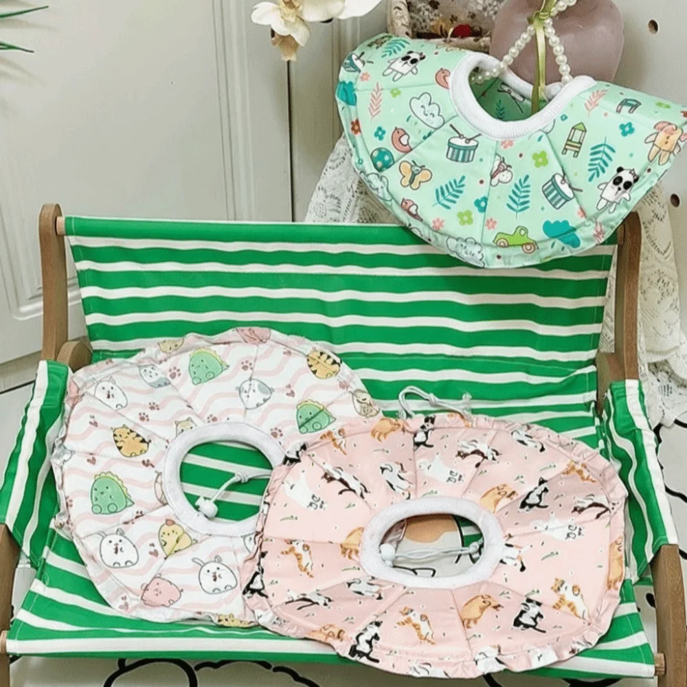 

Adjustable Cat Elizabethan Collar Cartoon Pattern Waterproof Pet Protective Cone Collar Breathable Anti Biting