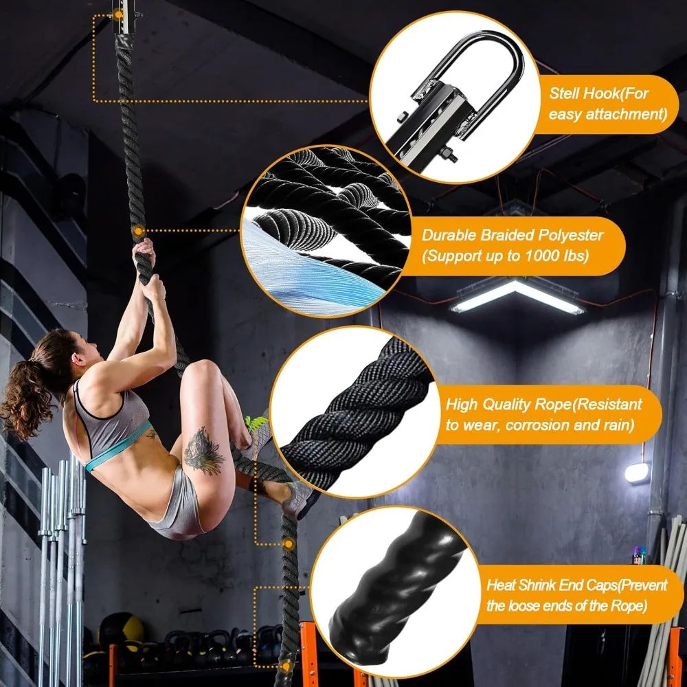 CQClimbing Rope Diameter Feet Length Gym Climbing Rope for Workout Fitness & Strength Training, Gym Rope,Exercise Climbing Rop