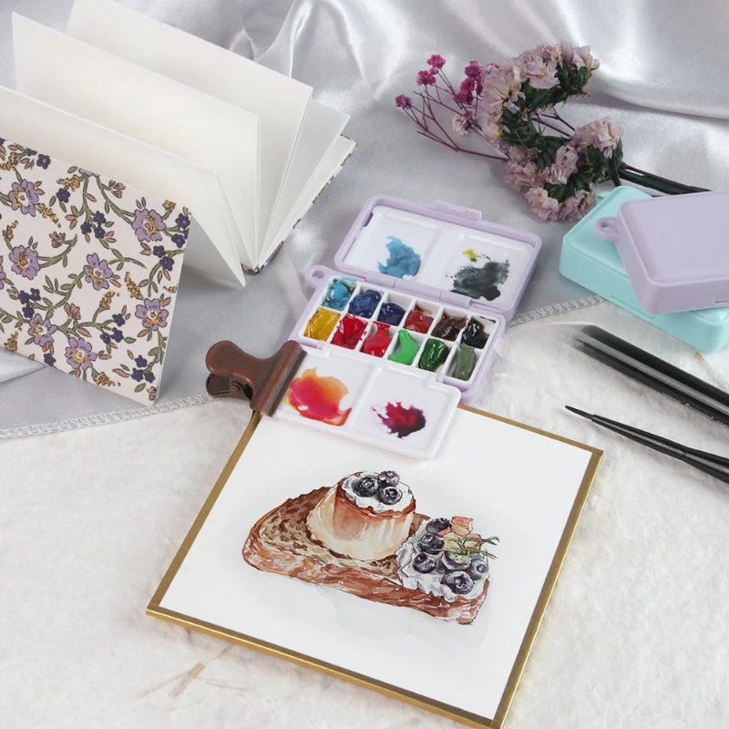 12-well Watercolor Paint Palette Box Good Sealing Easy To Clean for Outdoor Sketching Travel Painting Color Exercises