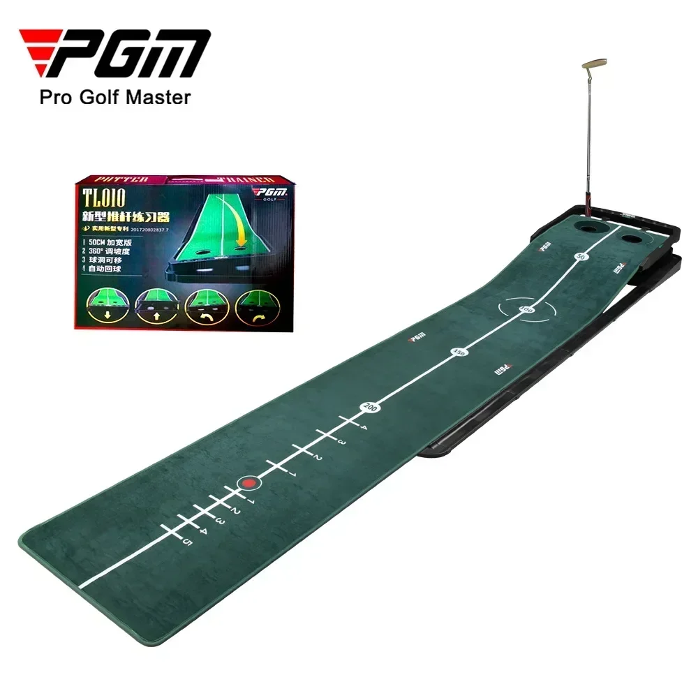 PGM Indoor Golf Putting Greens Trainer Putter Exerciser Home Office Push Rod Practice Mat Adjustable Slopes TL010