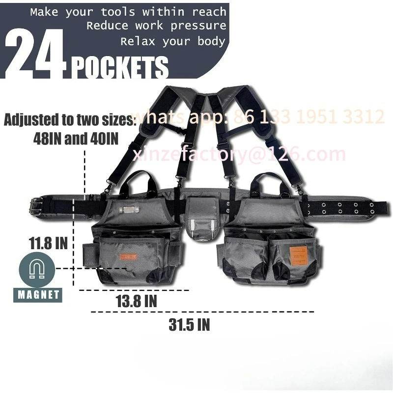 

Customizable Tool Belt,Tool Belts For Men With Suspenders And Magnetic Tool Pouch.Heavy Duty Carpenter/Construction Tool Belt.
