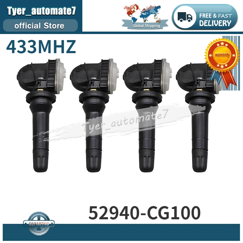 4Pcs TPMS Tire Pressure Monitoring System Sensor 52940-CG100 52940CG100 For Kia EV6 KX3 Hyundai Staria Genesis GV60 loniq 6