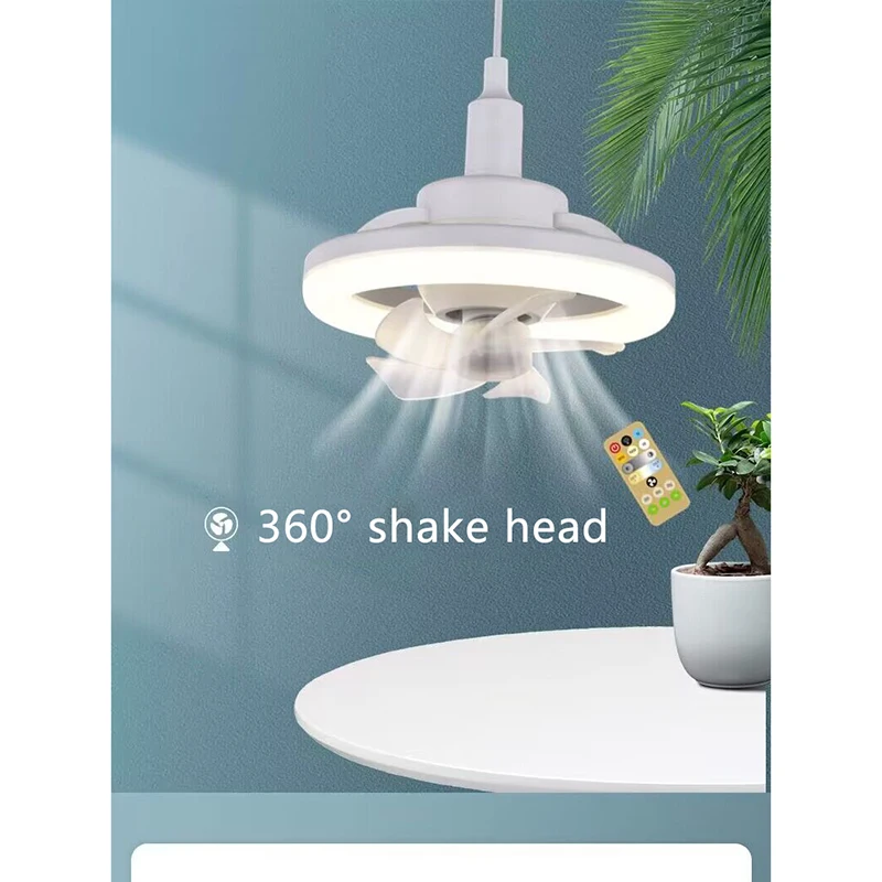 

Home Silent 360 ° 48W 60W Ceiling Fan With Lighting Lamp Converter Base With Remote Control For Bedroom Living