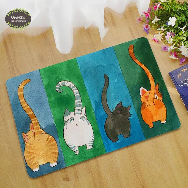 Four Cats Doormat Non-Slip Door Mat Washable Rug Carpet In The Bedroom Floor Bath Kitchen Mats Home Room Decoration Aesthetic