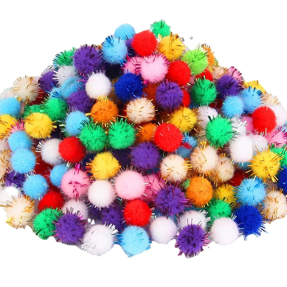 10/15/20/25/30mm Glitter Pompom Fluffy Plush Craft DIY Pom pom Fur Ball Christmas Decoration Kids Toys Dolls Accessories