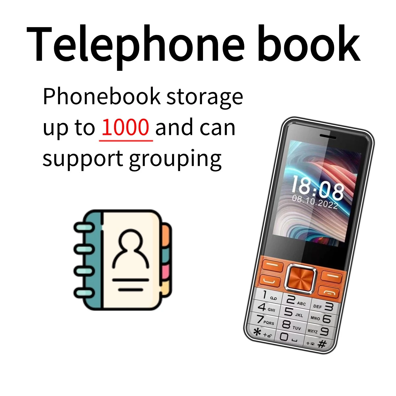 Teléfono móvil con cuatro tarjetas Sim para ancianos, pantalla grande de 2,8 pulgadas, botón pulsador grande, Batería grande, Java, Dial rápido,