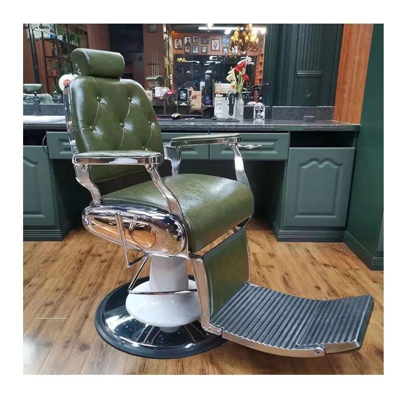 

Purple and green hydraulic antique barber chair with comfortable headrest synthetic leather for the barbershop