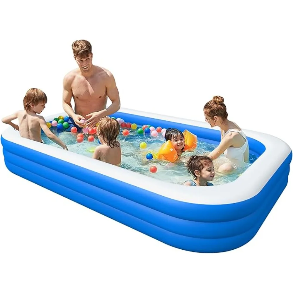 

Large Inflatable Swimming Pool, 120" X 85" X 30" Oversized Thickened Blow Up Pools for Adult, Inflatable Pool with Seat and Pump