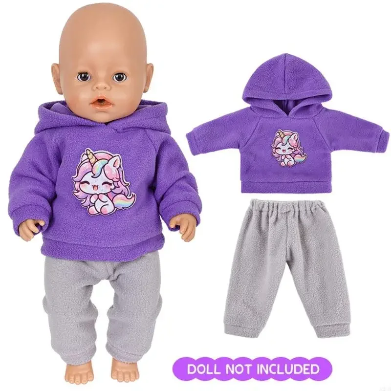 43CM Búp Bê Có Mũ Trùm Đầu Bộ Đồ Thể Thao Bộ Hoạt Hình Thiết Kế In Hình Quần Áo Búp Bê Trẻ Giả Vờ Chơi Trò Chơi Reborns Trang