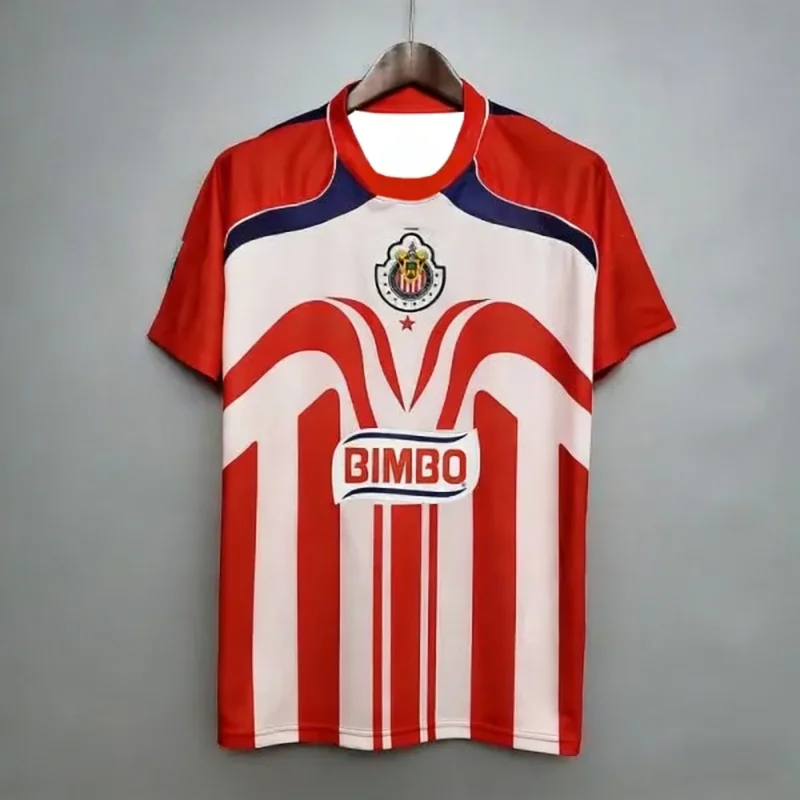 Camisa de Futebol Retrô Chivas Guadalajara, T-shirt Respirável de Secagem Rápida para Homens e Mulheres, Roupas de Treino para Família e Crianças