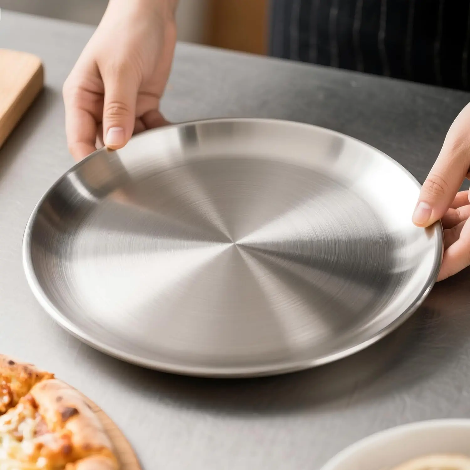 SHANGPEIXUAN Pizza Pan 9/10/12 Inches Non-stick Pizza Plate Stainless Steel Bakeware Pizza Pie Cake Tray Oven Accessories