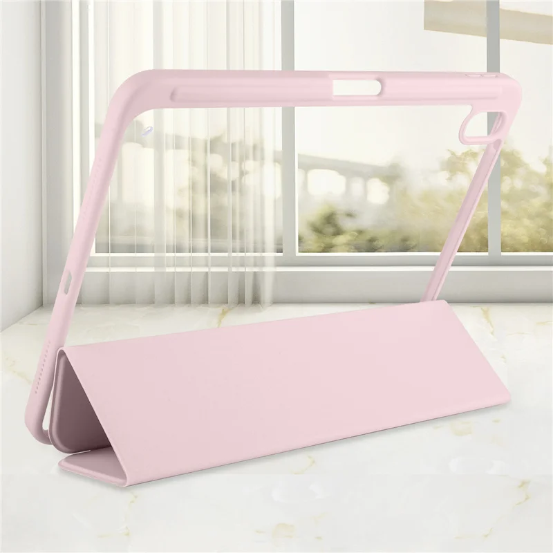 Hülle für iPad A16 11. Generation mit Stifthalter, dreifach faltbar, Acryl, transparente Rückseite, Hartschale, für iPad 10.2, 9.7, Air 5, 11, iPad 10, 9, 11. Generation, A16 Hülle – Detail 7