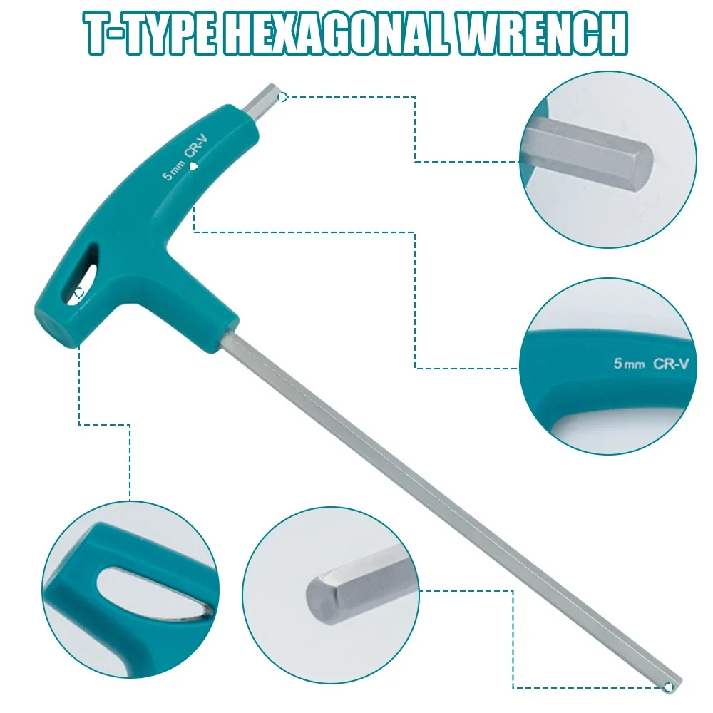 Llave Allen hexagonal con mango en T, destornillador Universal de cabeza plana de aleación CR-V, adaptador rápido a presión, herramienta de llave de