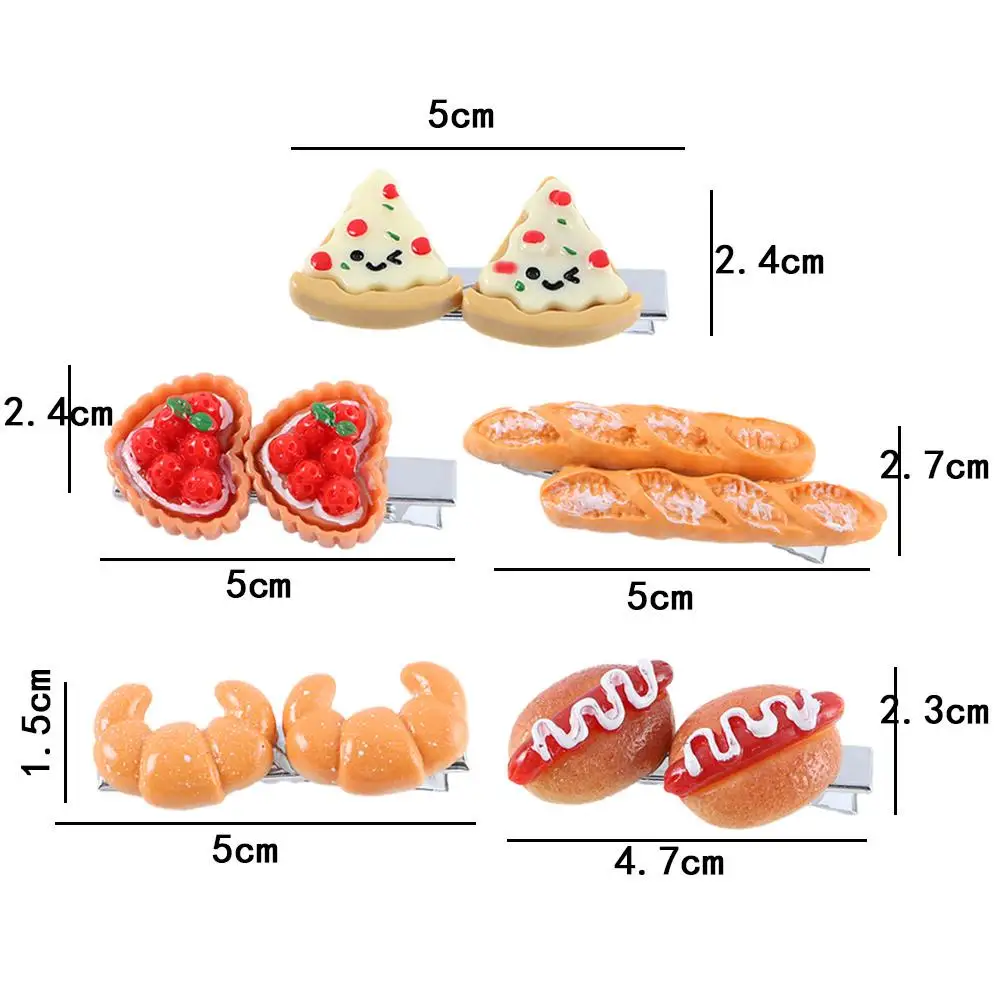 Funny Artificial Simulated Food Egg Tart Hot Dog Croissant Women Hair Clips BB Hairpins Korean Barrettes Duckbill Side Clips