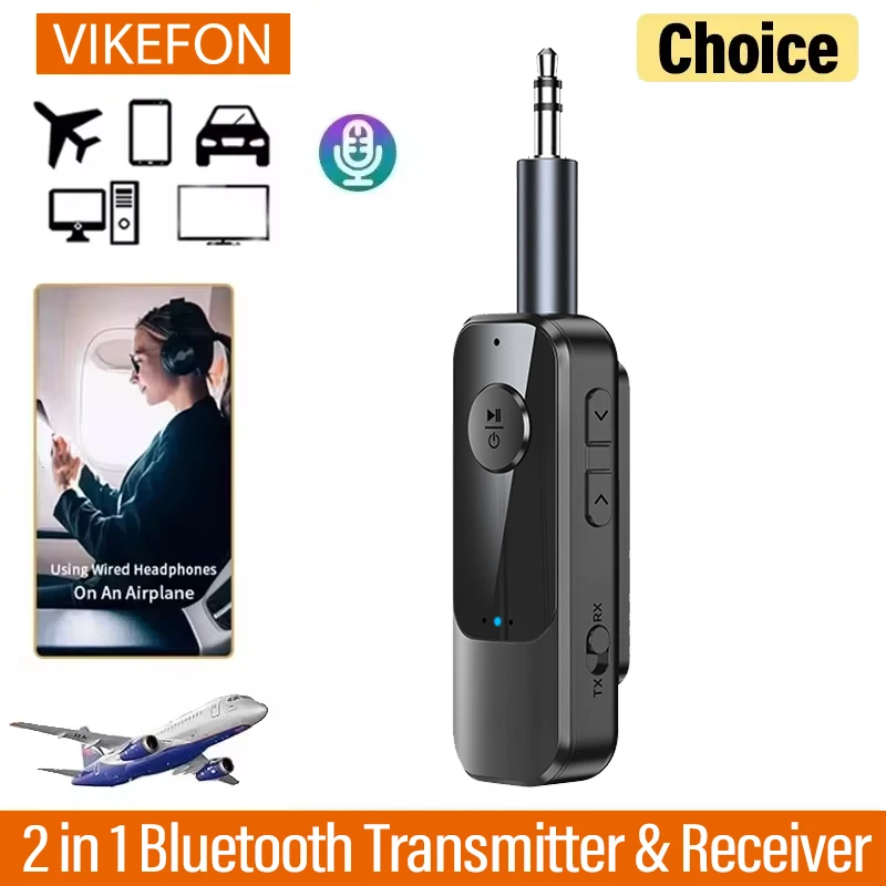 Bluetooth 5.3オーディオ受信機と送信機,ステレオミュージックドングル,TV用ワイヤレスアダプター,PC,カーキット,通話,3.5 AUX, TFジャック