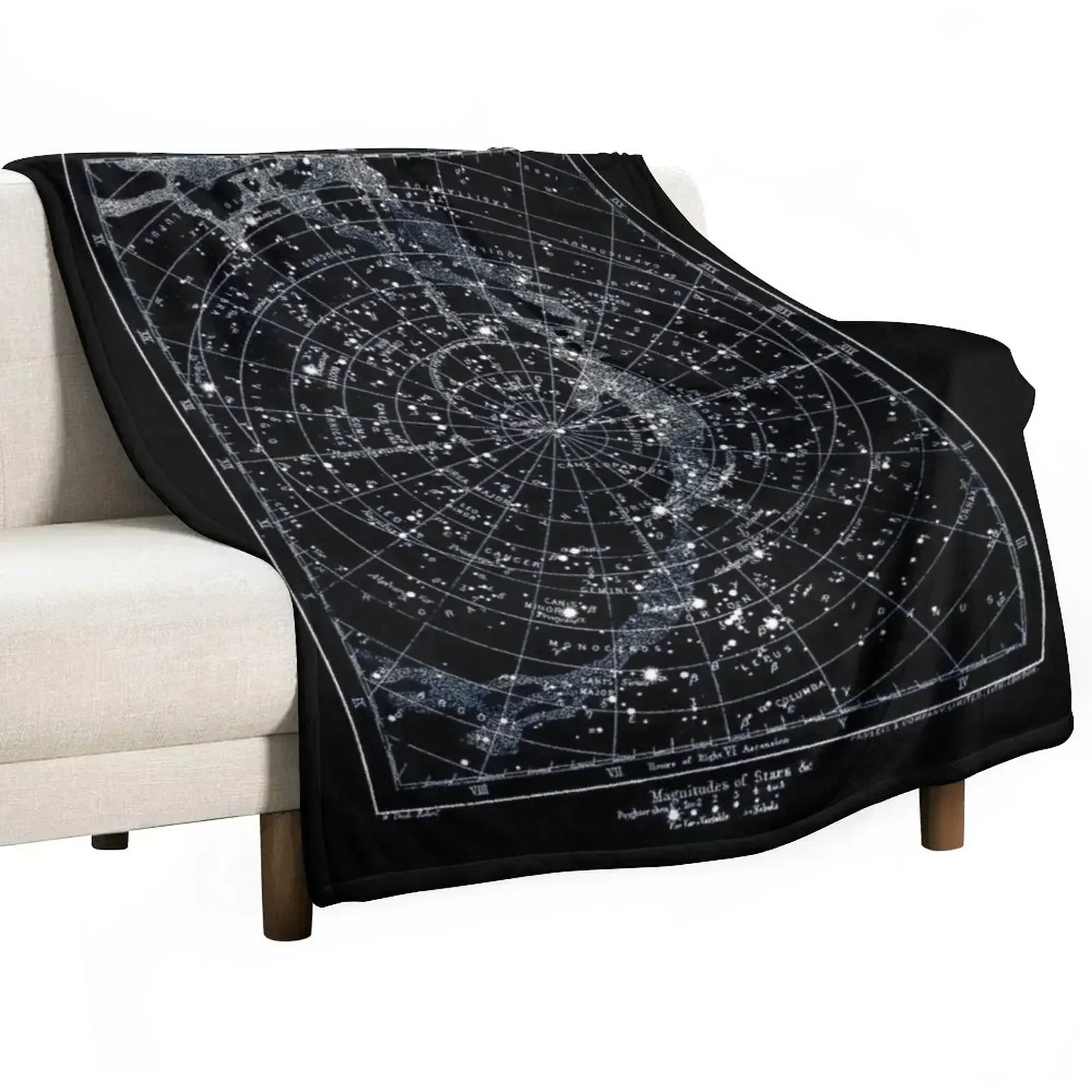 STAR CONSTELLATIONS : Vintage 1900 Galaxy Chart Map Throw Blanket Decorative Throw Blankets For Sofas Flannels Large Blankets