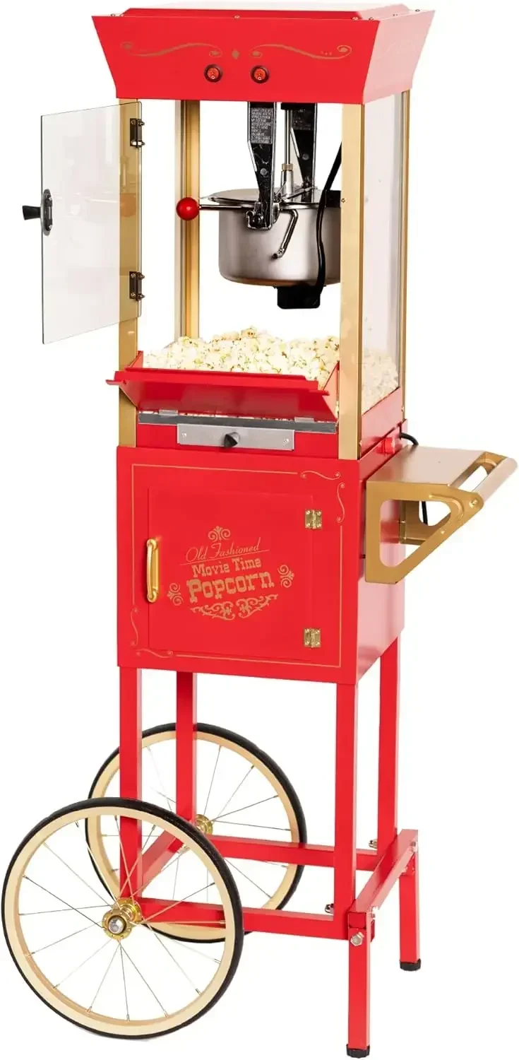 Nostalgia Popcorn Maker Machine - Professional Cart With 8 Oz Kettle Makes Up to 32 Cups - Vintage Popcorn Machine Movie