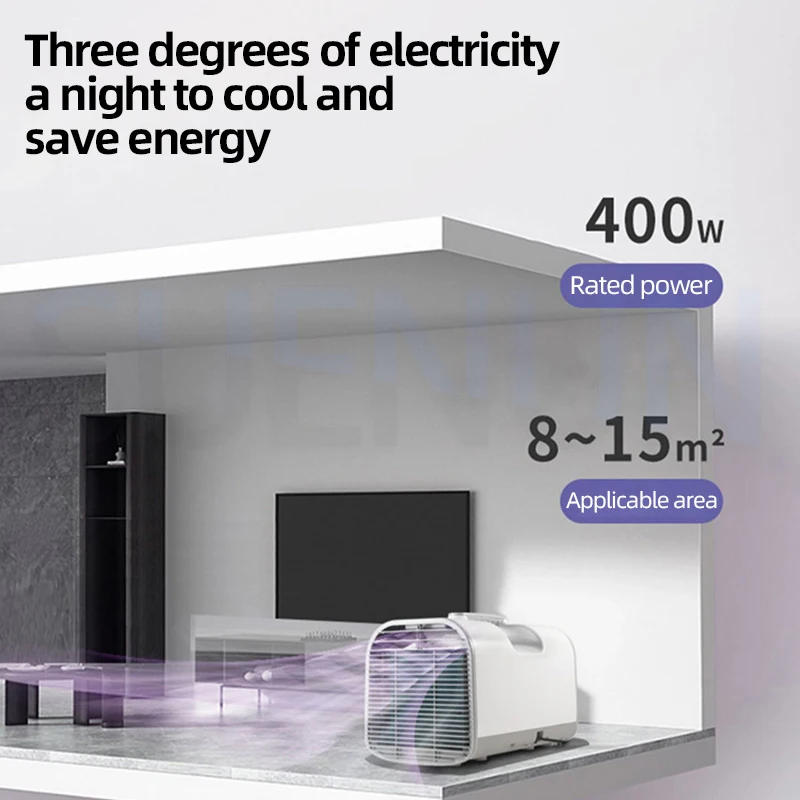 เครื่องปรับอากาศขนาดเล็กแบบเคลื่อนที่ได้สำหรับตั้งแคมป์เครื่องปรับอากาศแบบพกพาติดตั้งในรถที่ระบายความร้อนด้วยตัวเดียวไม่มีหน่วยภายนอก