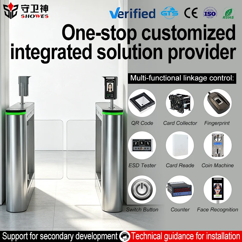 Face Recognition Swing Barrier Gate Pedestrian Security Access Control System For Outdoor Entrance Office Community