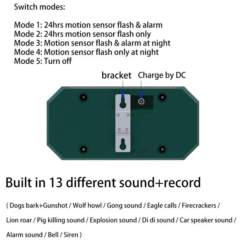 Imagem -05 - Detector de Movimento Solar com 130 Decibéis Alerta de Sirene Sensor de Detecção de Movimento Noise Maker Aviso de Flash Carregamento Usb