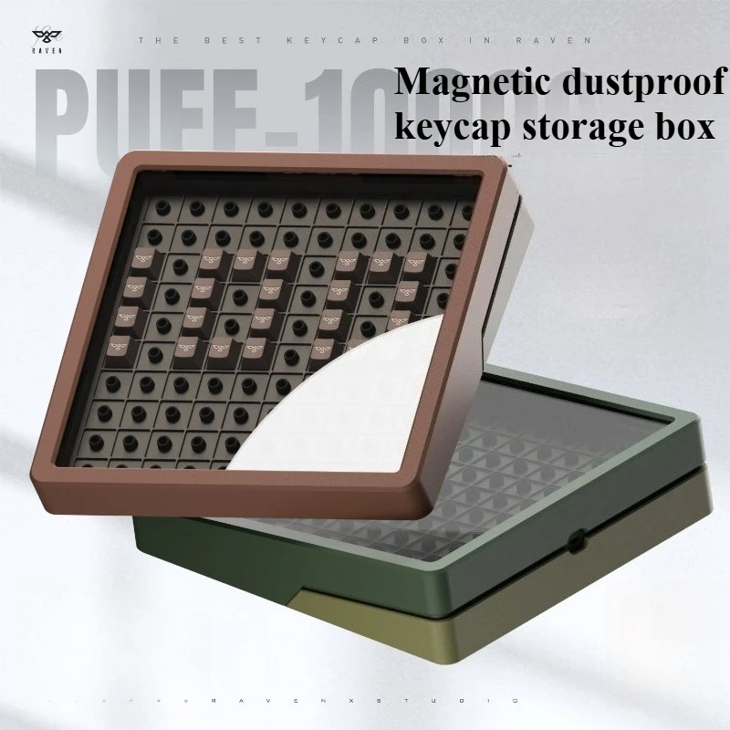 Puff100 Keycaps Storage Box Custom Silicone PLA 3D Printing Magnetic Attraction Case Acrylic Dust Cover for Keycap Accessories