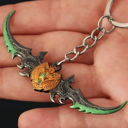 7cm World of Warcrafts Warglaive of Azzinoth Pendant Keychain for Men Boys Metal Enamel Key Ring Fans Car Bag Decor Jewelry Gift