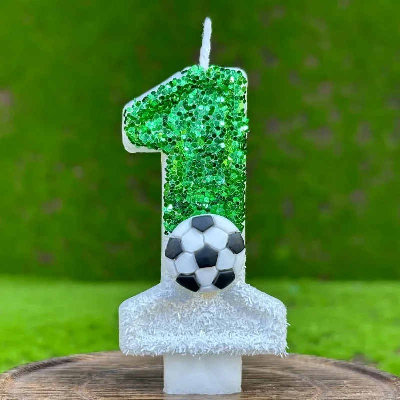 Football Children's Birthday Candle 1 Year Number 0-9 Sparkles Birthday Creative Soccer Candle for Boy Party Cake Top Decoration